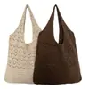2025 Nuevo Bolso de Mano Tejido Hueco para Primavera y Verano Bolso Tote Grande de Hombro para Mujer Bolso Perezoso y Relajado