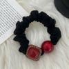 Estilo Ins Estilo Coreano Combinación con Todo Rojo Amor Anillo para el Cabello de Intestino Delgado para Mujer Moño Cola de Caballo Cuerda para el Cabello 2024 Nuevo Tocado
