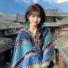 Chal de Viaje Rosa Estilo Étnico Yunnan Lijiang para Mujer, Capa de Moda Atmosférica, Bufanda de Punto para Mujer
