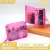 Bolsa de Maquillaje Rosa con Purpurina Bolsa de Artículos de Tocador de PVC Transparente Bolsa de Almacenamiento Portátil para Viaje Bolsa con Cremallera