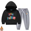 Conjunto de dos piezas de sudadera con capucha para niños y niñas para otoño e invierno, estilo nuevo, forro polar, engrosado, ropa de invierno cálida