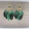 Pendientes Bohemios de Plumas Transfronterizos, Pendientes Redondos de Borla Coloridos de Cuentas de Semilla Estilo Retro de Alta Gama Xizang al por Mayor para el Año Nuevo