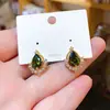 Pendientes de Aguja de Plata de Lujo Ligero con Circonita de Corazón Redondo Triángulo Gota de Agua Pendientes Geométricos Distintivos de Nicho Elegantes de Alta Calidad para Mujer