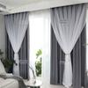 Keqiao atacado moderno nórdico dupla cortina cinza gaze integrada quarto sala de estar janela de sacada cortina de sombreamento produto acabado