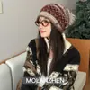 Gorro de Punto Jacquard Estilo Fair Isle con Pompón para Mujer, Gorro de Punto con Ambiente Retro para Otoño e Invierno, Gorro Caliente Holgado, Hace que la Cara Parezca Más Pequeña
