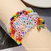 Novo Estilo Étnico Boêmio Pulseira de Amizade Trançada Moda Feminina Cravejada com Strass Olho Grego Joia de Mão Atacado