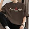 Camiseta masculina de algodão de manga curta 260g, gola redonda solta, roupas superiores, meia manga, camisa de base, camiseta estampada