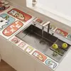 Tapete Drenante de Terra de Diatomáceas para Cozinha Desenho Animado, Absorvente de Água Doméstico, Absorvente de Óleo, Tapete de Mesa Anti-Manchas, Resistente à Sujeira, Fácil de Limpar, Tapete de Mesa Antiderrapante