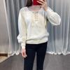 Roupa Feminina Estilo Francês 2024 Início da Primavera Novo Suéter de Tricô com Cadarço Feminino Casual Solto Redutor de Idade Manga Longa Gola Redonda Pulôver Moletom