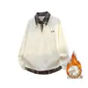 Estilo Novo Primavera 2026 Camiseta Americana Falsa de Duas Peças com Forro de Fleece, Design Quente e Estiloso, Modelagem Solta, Toque de Algodão, Top com Gola Polo