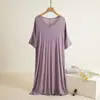 Camisón de Modal para Mujer con Volantes Verano Delgado Holgado Talla Grande Vestido Doméstico para Dormir Vestido Casual de Longitud Media