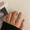 Anel Estrela e Lua Transfronteiriço Folha de Amor Geometria Conjunto de 10 Anéis Criativos Retrô Articulados Femininos