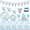 Conjunto de Louça para Festa Temática Elefante Bebê da Amazon Decoração de Banho para Batizado de Bebê Copo de Papel Descartável Prato