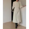 Nuevo vestido coreano chic de estilo francés de otoño temprano, de longitud media irregular, con un diseño elegante y detalle de lazo 18245
