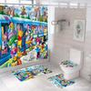 Fabricante de Cortinas de Ducha Impermeables y a Prueba de Moho de Poliéster con Estampado Digital de la Popular Serie Animada DSN Transfronteriza, Juego de Cuatro Piezas, Estilo Lujo Ligero