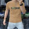 Camiseta de manga corta con cuello redondo de algodón mercerizado de alta gama para hombre, cómoda, transpirable, versátil, de corte entallado, de moda para hombre.