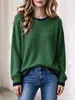 Suéter de Bloques de Color Retro Transfronterizo Europeo y Americano con Cuello Redondo para Mujer, Otoño e Invierno, Holgado, Versátil, Tejido, Estilo Perezoso, Suéter de Punto