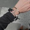 Pulsera de llave de corazón de bloqueo para personas, pulsera tejida de candado de amor negro de temperamento explosivo de nicho, personalidad dulce y genial