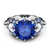Deseo Anillo de Compromiso de Zafiro Azul de 2 Quilates en Oferta Caliente Chapado en 14K Anillo de Diamante Amor Pulsera Estilo Artístico