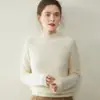 Nuevo Estilo Otoño/Invierno 2026 Cuello Alto Color Sólido Cachemir Capa Base Superior Suéter Grueso Amigable con la Piel para Mujer Mangas Raglán Holgado