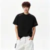 2026 Nuevo Estilo de Verano para Hombre Mamba Algodón 250g Estructura Empalmada Cuello Redondo Diseño de Manga Corta Holgada Talla Grande Camiseta