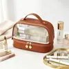 Nueva Bolsa de Maquillaje y Aseo Transparente Bolsa de Lavado de PU Portátil Impermeable de Gran Capacidad Bolsa de Almacenamiento Bolsa Cosmética de Retazos de PVC
