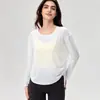 Nuevo Estilo Cubierta de Yoga Transpirable de Hilo de Bambú Nube para Mujer, Top Deportivo Fitness Adelgazante, Ropa de Yoga Suelta y Ligera, Ropa de Verano de Manga Larga