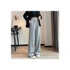 Calça feminina de chenille com forro de fleece, perna larga, solta, de veludo cotelê, para o chão, cintura alta, caimento, versátil, reta, outono e inverno, calça casual