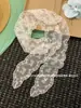 Bufanda Estrecha Larga de Seda con Encaje Dulce Mejorada para Mujer, Decoración de Cuello Estilo Puro Deseo, Bufanda de Moda, Diadema, Cinturón para Mujer