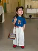 Conjunto de Roupa para Meninas de Comércio Exterior 26 Verão Novo Estilo Conjunto Infantil para Crianças Desenho Animado Kitty Manga Curta Calça Casual Conjunto de Duas Peças