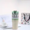 Taza de hielo de hilo del sudeste asiático taza de coche taza térmica de acero inoxidable taza fría taza con tubo de succión taza de café para coche al aire libre
