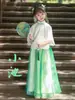 Hanfu para Niñas Estilo Nuevo 2025 Verano Delgado Estilo Antiguo Súper Hada Infantil Cara de Caballo Estilo Ming Azul Dos Piezas para Primavera y Otoño