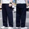 Pantalones casuales talla extra para hombre, primavera y verano, extragrandes, pantalones rectos holgados, pantalones largos elásticos finos para hombres grandes