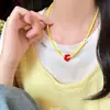 Cabaña del Bosque ~ Collar de Cuentas de Champiñón Color-Block para Mujer, Cadena Versátil para Clavícula de Verano Dopamina para el Día a Día