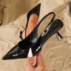 Sandalias de Punta Fina y Boca Baja de Estilo Simple y de Moda para Mujer, Tacones de Aguja Versátiles, Zapatos Casuales Negros