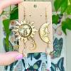 Europa y Estados Unidos retro sol luna celestial aretes de cristal bohemio estrellas aretes lindos outlet de fábrica