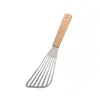 Espátula de acero inoxidable multiusos mango de madera pala para cocinar bistec de mano para panqueques panqueques espátula resistente a altas temperaturas utensilios de cocina