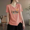 Camiseta de manga corta de marca para comercio exterior transfronterizo con superávit, corte holgado vintage, efecto adelgazante, top para tallas grandes que cubre la barriga