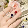 Joias Camélia Transfronteiriça Novo Natural Imitação Azul Tesouro Pingente conjunto Luxo Completo Diamante Design Indústria Pesada Tesouro Colorido Anel