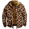 Sudadera con capucha de impresión 3D y digital con elementos multicolores transfronterizos, forro marrón, chaqueta de algodón