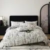 Nuevo juego de ropa de cama de cuatro piezas de gasa doble estampada, grado A, apto para bebés y madres, ropa de cama tejida estampada de doble capa para todas las estaciones