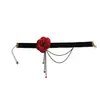 Joyería de Estilo Europeo y Americano Cadena para Clavícula Flor de Encaje Negro Gargantilla Vintage Cadena de Flor de Rosa Collar con Borla Cadena para el Cuello