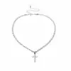 Collar de diamantes de moda con personalidad cruzada transfronteriza, cruz de piedra natal, corona de circonita, cadena de clavícula, collar de cadena de molienda