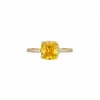 Anillo Cuadrado de Diamante Colorido~Anillo Cuadrado de Zirconia Bañado en Oro Real de 18K, Anillo de Dedo Índice de Moda para el Trabajo, Joyería de Lujo Ligero y de Alta Gama