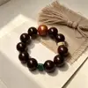 Rosario de palo de rosa de hoja pequeña de 6 mm (108 cuentas) combinado con un brazalete de jade Hetian hecho a mano, adecuado tanto para hombres como para mujeres, al por mayor