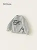 Sudadera Casual Infantil Bangxuan Estilo Coreano Gris Sudadera de Manga Raglán para Niños Pequeños Top para Niñas Holgado Ropa de Otoño para Niños