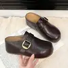 Pantuflas frescas de un paso, suela gruesa, tipo Birkenstock, punta cerrada, medias pantuflas para mujer, para usar en exteriores, novedad Primavera 2026, elegantes y modernas, suela suave