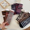 Meias de Cashmere Australiano com Costura Contrastante Outono Inverno Novas Meias Riscas Femininas Recomendadas pelo Pequeno Livro Vermelho
