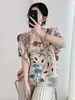 Camiseta Estampada Plegada Transfronteriza Nueva de Verano Manga Murciélago Holgada Diseño Simple Sentido Rosa Top Versátil