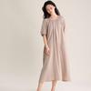 Camisola de Verão e Outono para Mulheres, Gola Redonda, Pulôver, Casual Solto, Gaze Dupla Camada, Algodão, Manga Curta, Longa, Roupa Externa para Casa